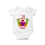 My First Tamil New Year Personalized Baby Romper – Classic Traditional Baby Outfit - WHITE - New Born (Chest 14")