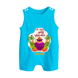 My First Tamil New Year Personalized Button Romper – Classic Traditional Baby Outfit - SKY BLUE - New Born (Chest 18")