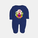 My First Tamil New Year Personalized Baby Full Body Suit – Classic Traditional Baby Outfit - NAVY BLUE - New Born (Chest 7.5")