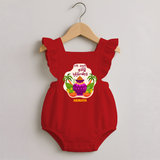 My First Tamil New Year Personalized Romper Frock – Classic Traditional Baby Outfit - RED - 0 - 3 Months Old (Chest 19")