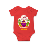 My First Tamil New Year Personalized Baby Romper – Classic Traditional Baby Outfit - RED - New Born (Chest 14")