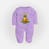 My First Tamil New Year Personalized Baby Full Body Suit – Premium Festive Edition - LILAC - New Born (Chest 7.5")