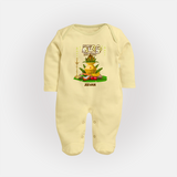 My First Tamil New Year Personalized Baby Full Body Suit – Premium Festive Edition - PASTEL YELLOW - New Born (Chest 7.5")