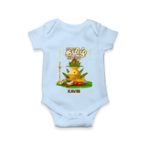 My First Tamil New Year Personalized Baby Romper – Premium Festive Edition - BABY BLUE - New Born (Chest 14")