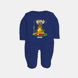My First Tamil New Year Personalized Baby Full Body Suit – Premium Festive Edition - NAVY BLUE - New Born (Chest 7.5")
