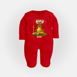 My First Tamil New Year Personalized Baby Full Body Suit – Premium Festive Edition - RED - New Born (Chest 7.5")