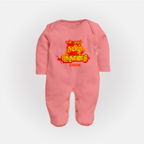 My First Tamil New Year Personalized Baby Full Body Suit – Bold Festive Typography Design - PEACH - New Born (Chest 7.5")