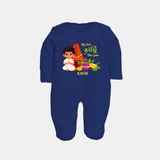 My First Tamil New Year Personalized Baby Full Body Suit – Traditional Temple Outfit - NAVY BLUE - New Born (Chest 7.5")