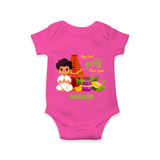 My First Tamil New Year Personalized Baby Romper – Traditional Temple Outfit - HOT PINK - New Born (Chest 14")