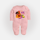My First Tamil New Year Personalized Baby Full Body Suit – Traditional Girl Outfit - BABY PINK - New Born (Chest 7.5")
