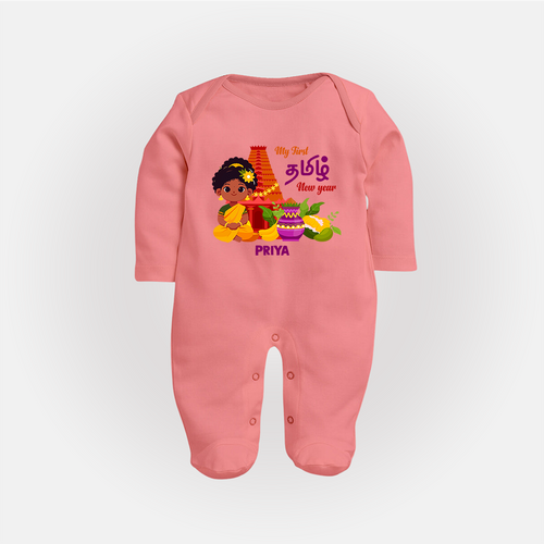 My First Tamil New Year Personalized Baby Full Body Suit – Traditional Girl Outfit