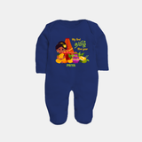 My First Tamil New Year Personalized Baby Full Body Suit – Traditional Girl Outfit - NAVY BLUE - New Born (Chest 7.5")