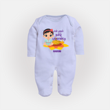 My First Tamil New Year Personalized Baby Full Body Suit – Festive Baby Girl Outfit - BABY BLUE - New Born (Chest 7.5")