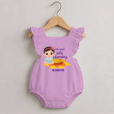 My First Tamil New Year Personalized Romper Frock – Festive Baby Girl Outfit - BABY PINK - 0 - 3 Months Old (Chest 19")