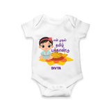 My First Tamil New Year Personalized Baby Romper – Festive Baby Girl Outfit - WHITE - New Born (Chest 14")