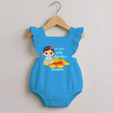 My First Tamil New Year Personalized Romper Frock – Festive Baby Girl Outfit - SKY BLUE - 0 - 3 Months Old (Chest 19")