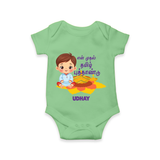 My First Tamil New Year Personalized Baby Romper – Festive Baby Boy Outfit - GREEN - New Born (Chest 14")
