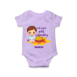 My First Tamil New Year Personalized Baby Romper – Festive Baby Boy Outfit - LILAC - New Born (Chest 14")