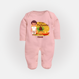 My First Tamil New Year Personalized Baby Full Body Suit – Classic Traditional Outfit - BABY PINK - New Born (Chest 7.5")