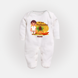 My First Tamil New Year Personalized Baby Full Body Suit – Classic Traditional Outfit - WHITE - New Born (Chest 7.5")