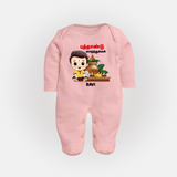 Happy Tamil New Year Personalized Baby Full Body Suit – Traditional Festive Outfit - BABY PINK - New Born (Chest 7.5")