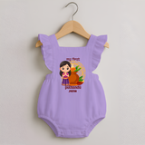 My First Puthandu Personalized Romper Frock – Cultural Baby Girl Outfit - LILAC - 0 - 3 Months Old (Chest 19")