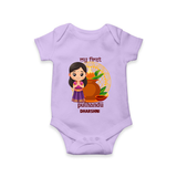 My First Puthandu Personalized Baby Romper – Cultural Baby Girl Outfit - LILAC - New Born (Chest 14")