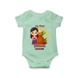 My First Puthandu Personalized Baby Romper – Cultural Baby Girl Outfit - MINT GREEN - New Born (Chest 14")