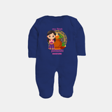 My First Puthandu Personalized Baby Full Body Suit – Cultural Baby Girl Outfit - NAVY BLUE - New Born (Chest 7.5")