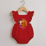 My First Puthandu Personalized Romper Frock – Cultural Baby Girl Outfit - RED - 0 - 3 Months Old (Chest 19")