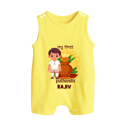 My First Puthandu Personalized Button Romper – Traditional South Indian Outfit