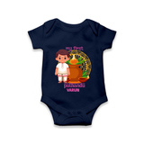 My First Puthandu Personalized Baby Romper – Traditional South Indian Outfit - NAVY BLUE - New Born (Chest 14")