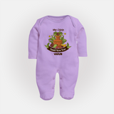 My First Tamil New Year Personalized Baby Full Body Suit – Heritage Festive Outfit - LILAC - New Born (Chest 7.5")
