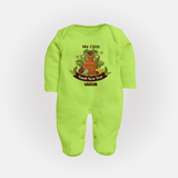 My First Tamil New Year Personalized Baby Full Body Suit – Heritage Festive Outfit - LIME GREEN - New Born (Chest 7.5")