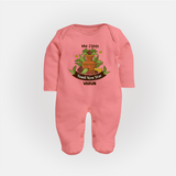 My First Tamil New Year Personalized Baby Full Body Suit – Heritage Festive Outfit - PEACH - New Born (Chest 7.5")