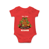 My First Tamil New Year Personalized Baby Romper – Heritage Festive Outfit - RED - New Born (Chest 14")