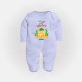My First Tamil New Year Personalized Baby Full Body Suit – Festive Cultural Outfit - BABY BLUE - New Born (Chest 7.5")