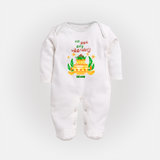 My First Tamil New Year Personalized Baby Full Body Suit – Festive Cultural Outfit - WHITE - New Born (Chest 7.5")