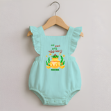 My First Tamil New Year Personalized Romper Frock – Festive Cultural Outfit - MINT GREEN - 0 - 3 Months Old (Chest 19")