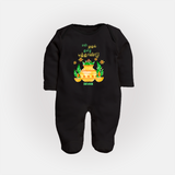 My First Tamil New Year Personalized Baby Full Body Suit – Festive Cultural Outfit - BLACK - New Born (Chest 7.5")