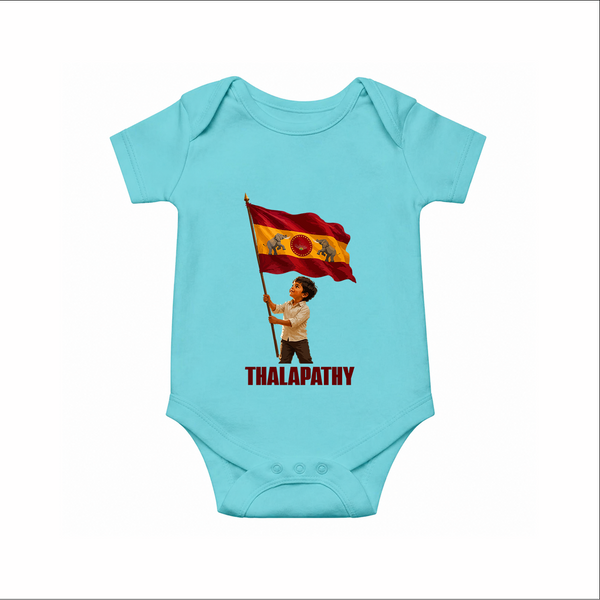 Thalapathy Flag Pride Baby Romper - ARCTIC BLUE - New Born (Chest 14")