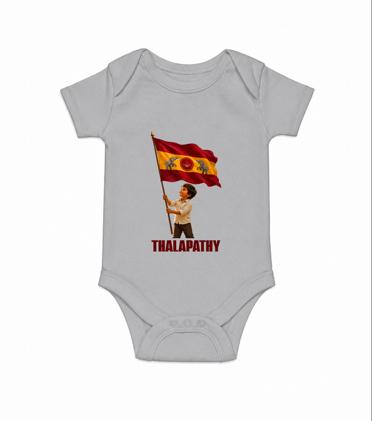 Thalapathy Flag Pride Baby Romper - GREY - New Born (Chest 14")