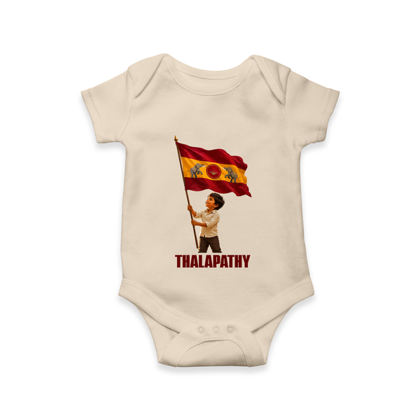 Thalapathy Flag Pride Baby Romper - IVORY - New Born (Chest 14")