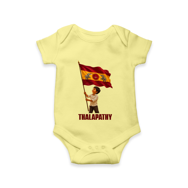 Thalapathy Flag Pride Baby Romper - PASTEL YELLOW - New Born (Chest 14")