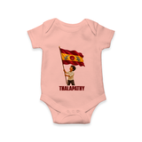 Thalapathy Flag Pride Baby Romper - PEACH - New Born (Chest 14")