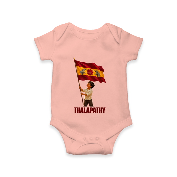 Thalapathy Flag Pride Baby Romper - PEACH - New Born (Chest 14")