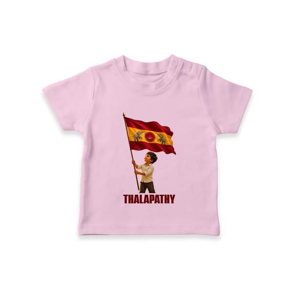 Thalapathy Flag Pride T-SHIRT - BABY PINK - 0-5 Months Old (Chest 17")