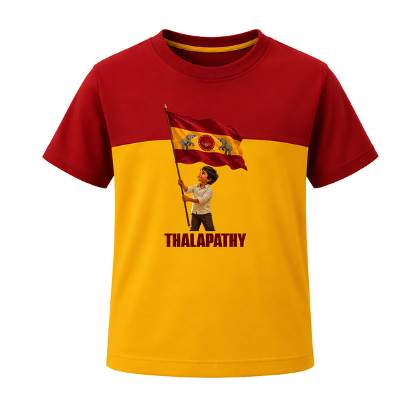 Thalapathy Flag Pride T-SHIRT - RED YELLOW - 0-5 Months Old (Chest 17")