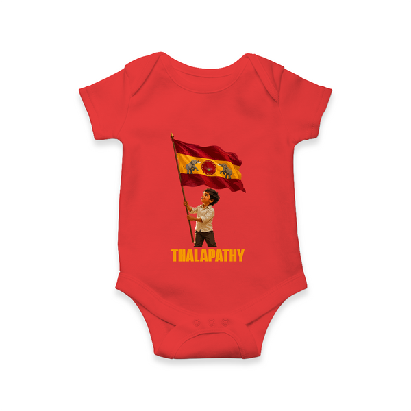 Thalapathy Flag Pride Baby Romper - RED - New Born (Chest 14")