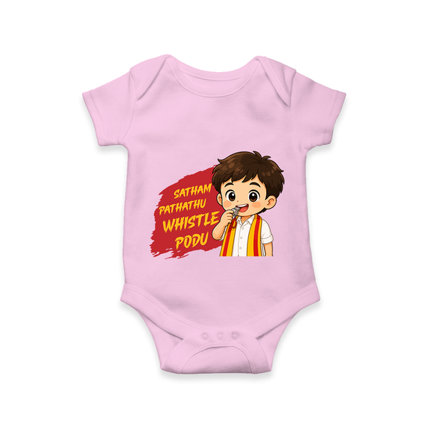 Whistle Podu Fan Edition Baby Romper - BABY PINK - New Born (Chest 14")